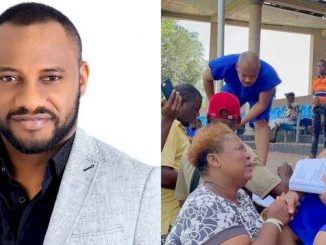 Yul Edochie Reacts As Woman Kneels, Breaks Down In Tears After Meeting Him For The First Time