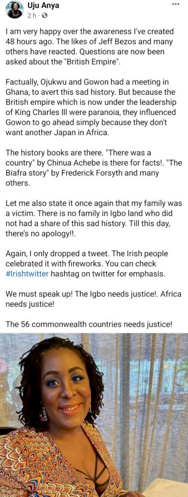 "I'm On The Verge Of Losing My Friends, Colleagues, And Associates" Uju Anya Speaks After Her Tweet Wishing The Queen 'Excruciating' Death Went Viral