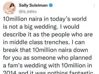 "10 Million Naira Wedding Is Not A Big Wedding" Media Personality Sally Says
